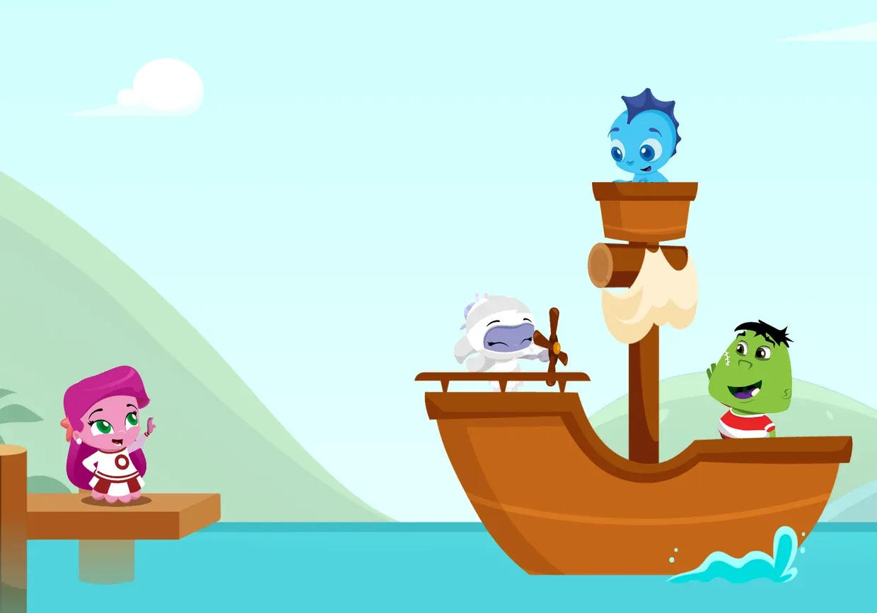 Wonster Words reading game for kids ages 2–8 — building the word SHIP, shown on a tablet.