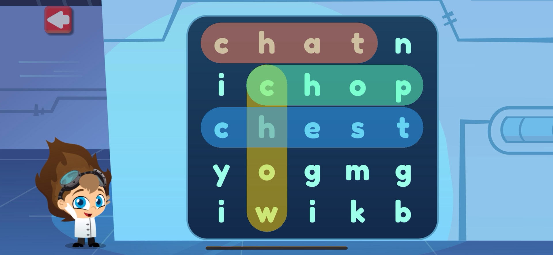 Gameplay stills: Word search: ch digraph