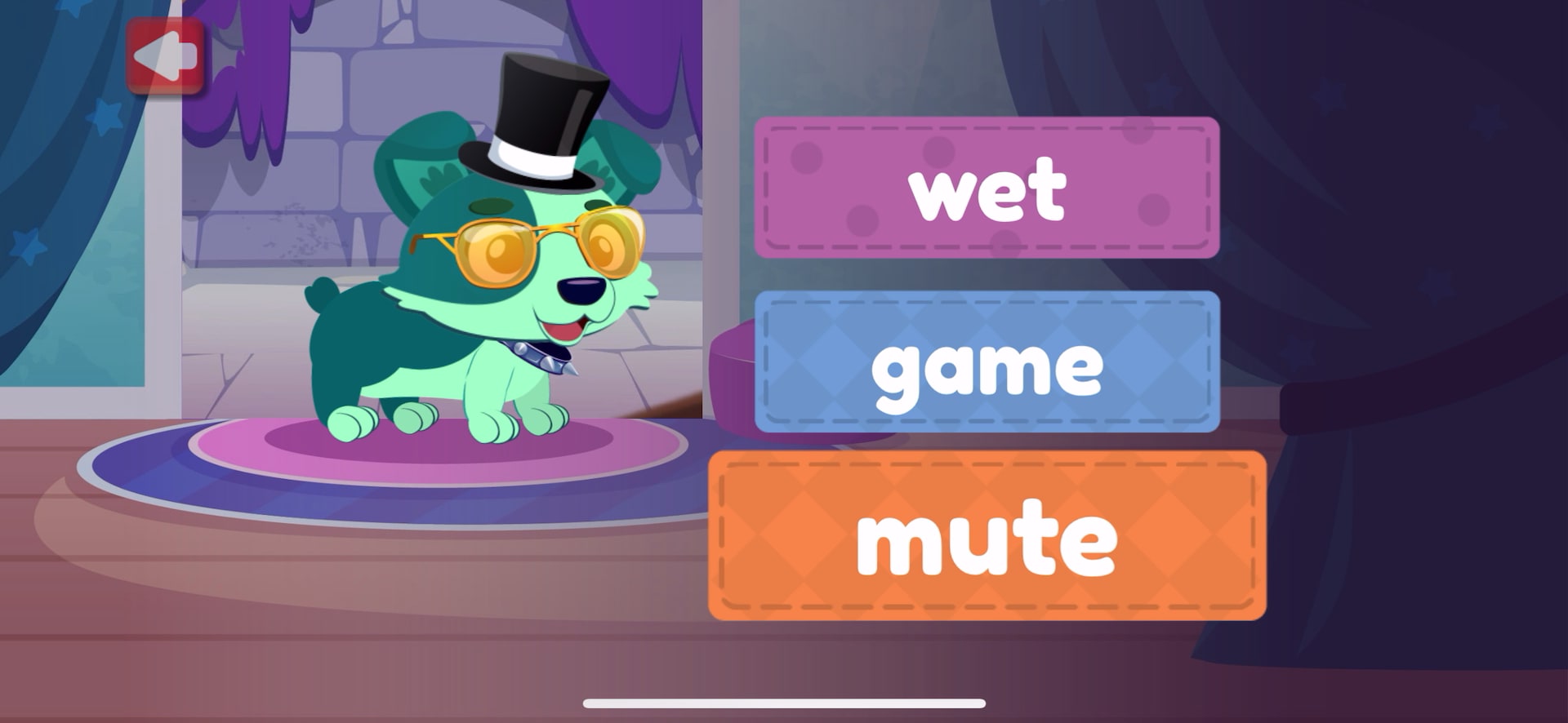 Gameplay stills: Word choice: silent e